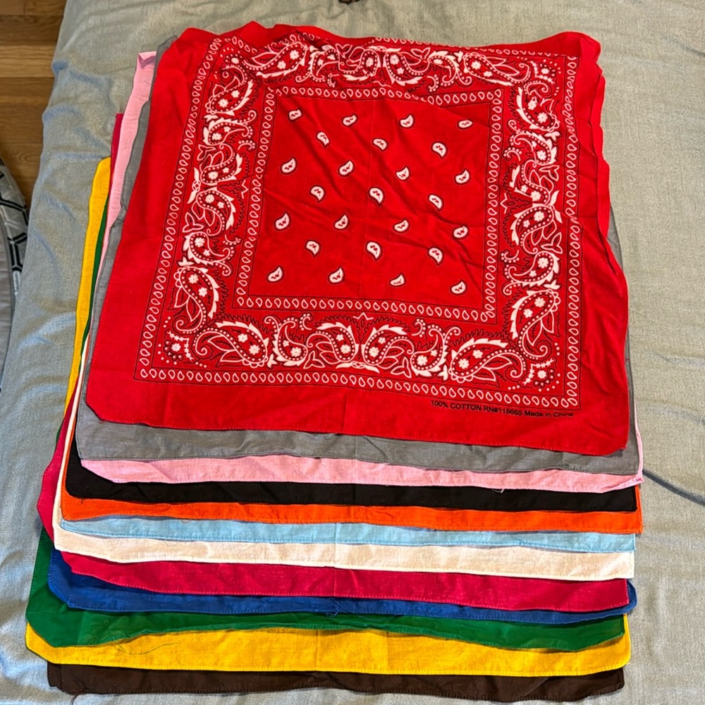 Brand new without packaging set of 12 colorful bandanas